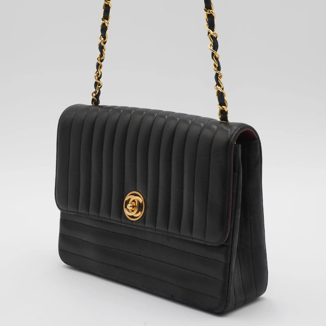 CHANEL Vintage Mademoiselle Vertical Quilted Shoulder Bag CHANEL