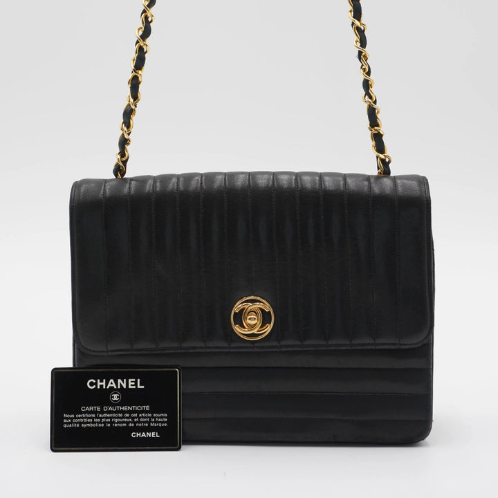 CHANEL Vintage Mademoiselle Vertical Quilted Shoulder Bag CHANEL