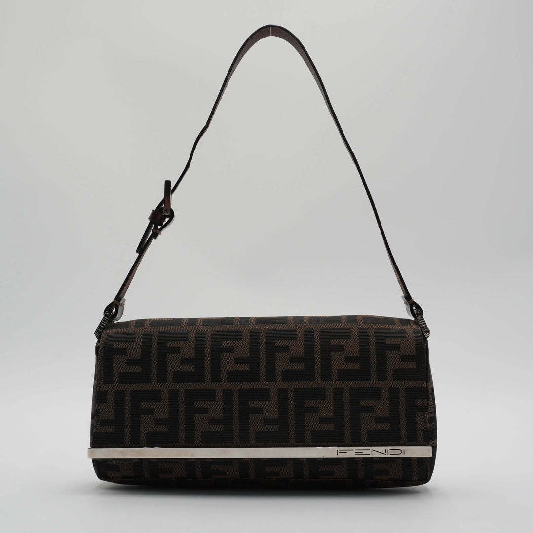 Fendi Canvas Zucca Metal Trim Shoulder Bag FENDI