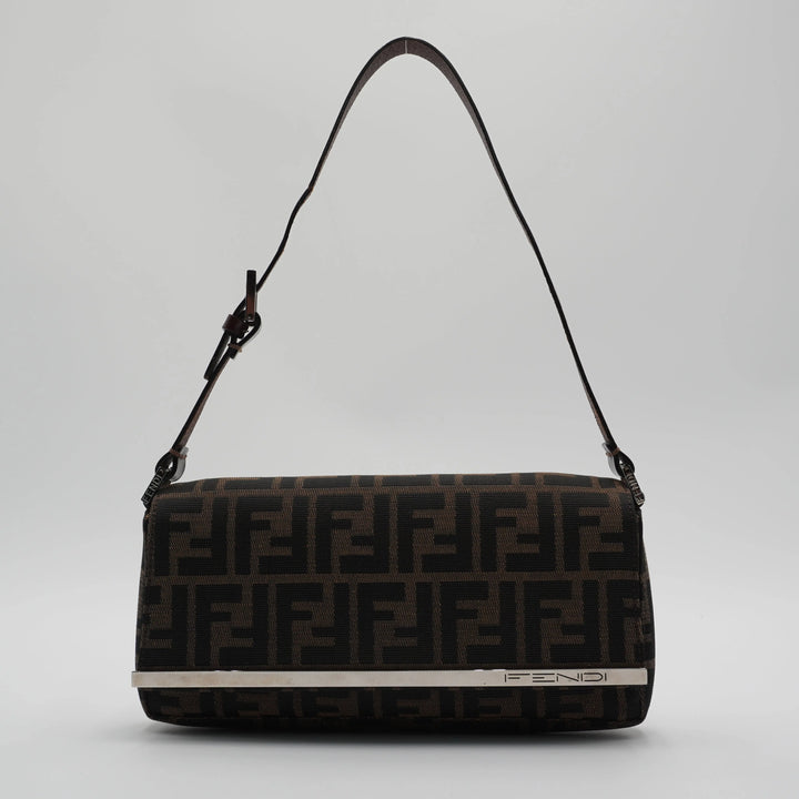Fendi Canvas Zucca Metal Trim Shoulder Bag FENDI