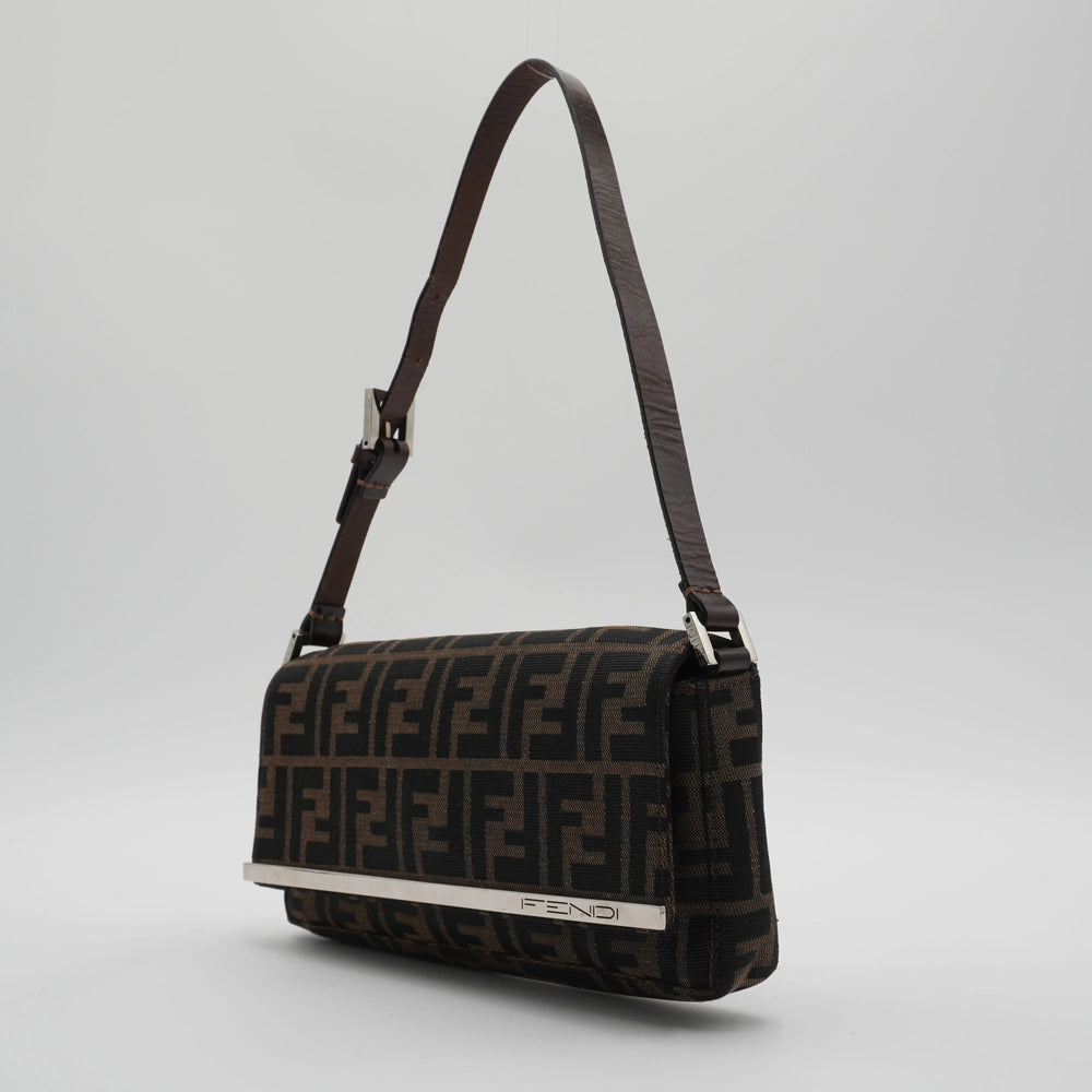 Fendi Canvas Zucca Metal Trim Shoulder Bag FENDI