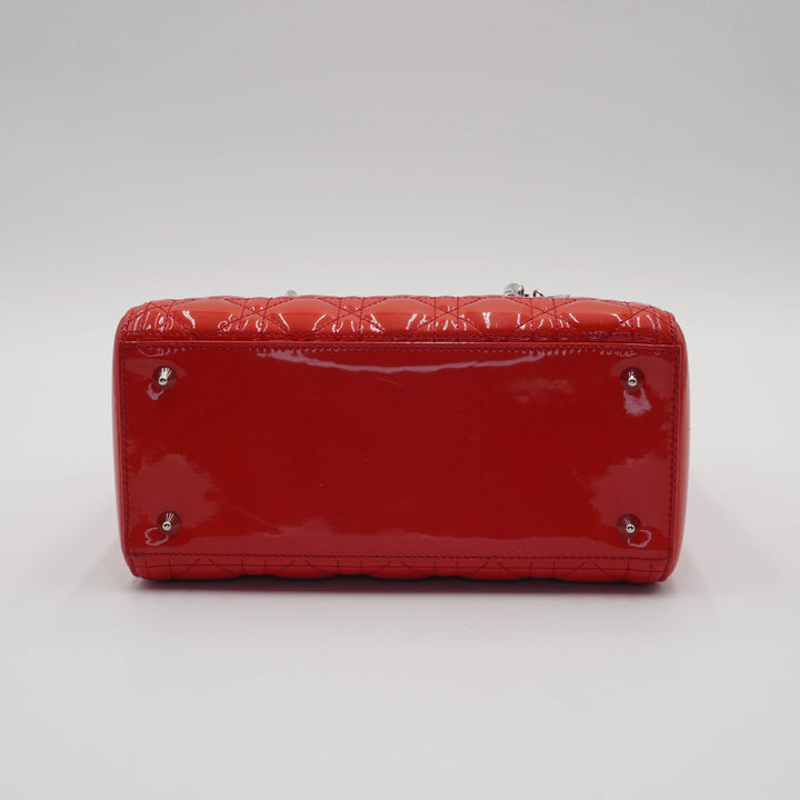 Dior Red Patent Cannage Calfskin 2-Way Medium Lady Dior DIOR