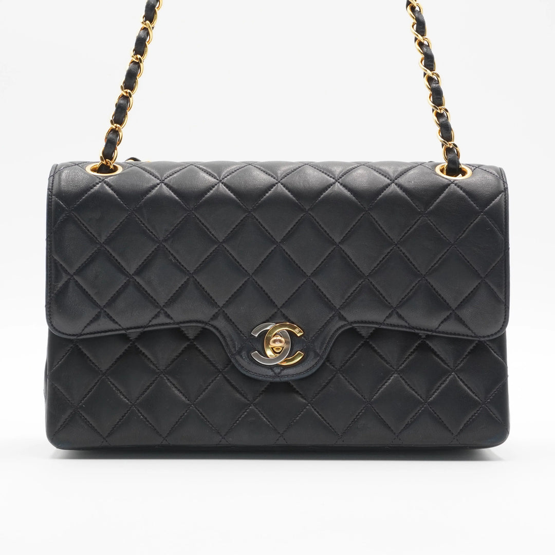 CHANEL Classic Black Quilted Leather Double Flap 26 Bag CHANEL