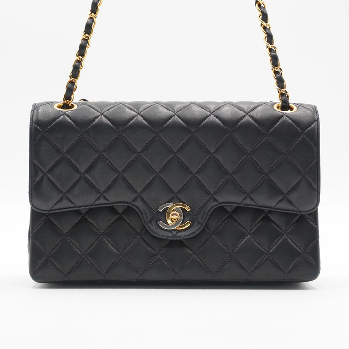 CHANEL Classic Black Quilted Leather Double Flap 26 Bag CHANEL