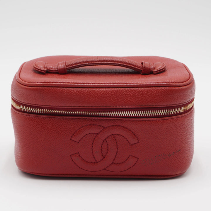 CHANEL Scarlet Caviar Leather Cosmetic Case CHANEL