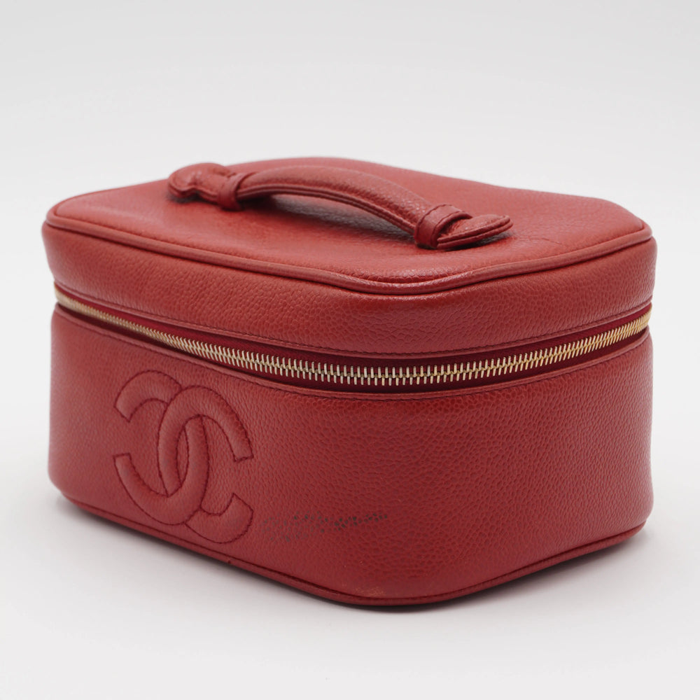 CHANEL Scarlet Caviar Leather Cosmetic Case CHANEL