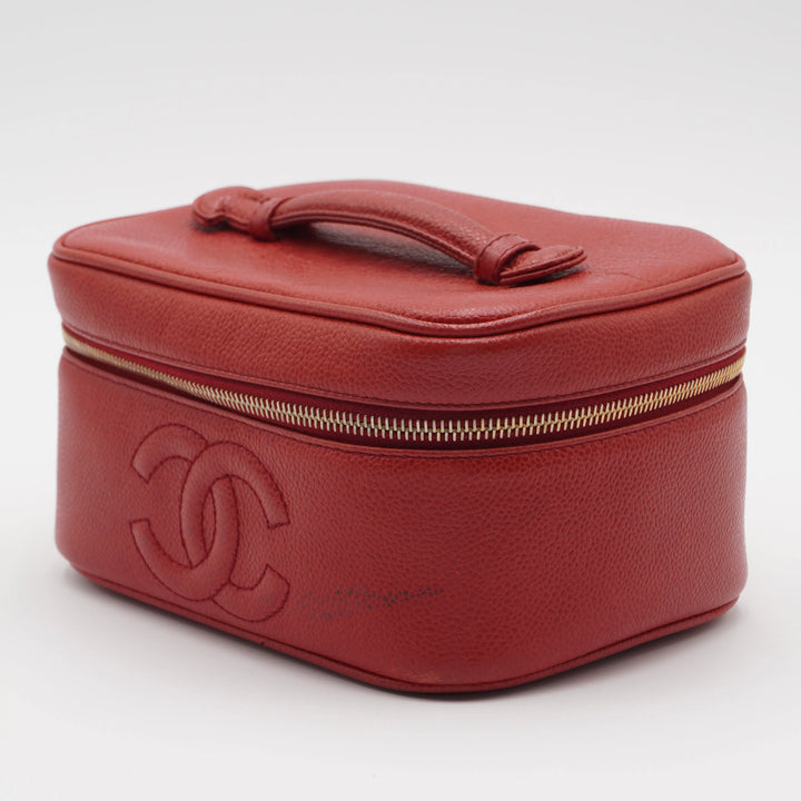 CHANEL Scarlet Caviar Leather Cosmetic Case CHANEL