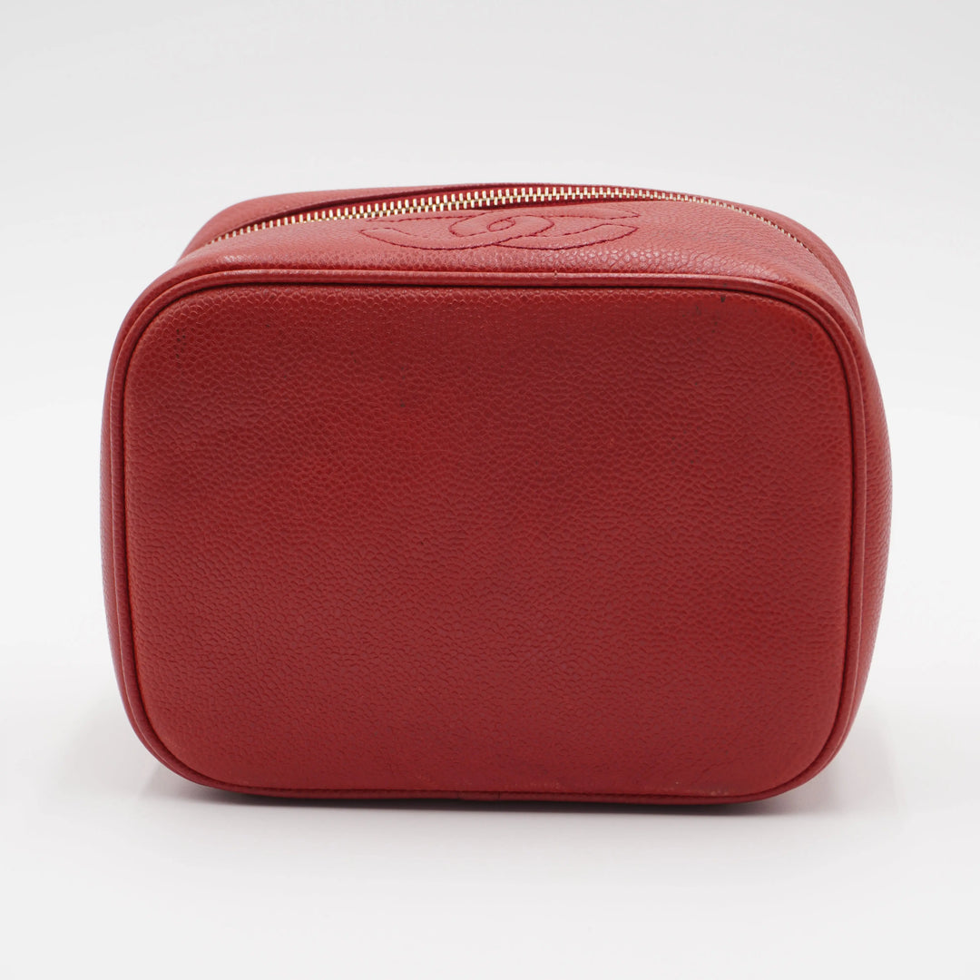 CHANEL Scarlet Caviar Leather Cosmetic Case CHANEL