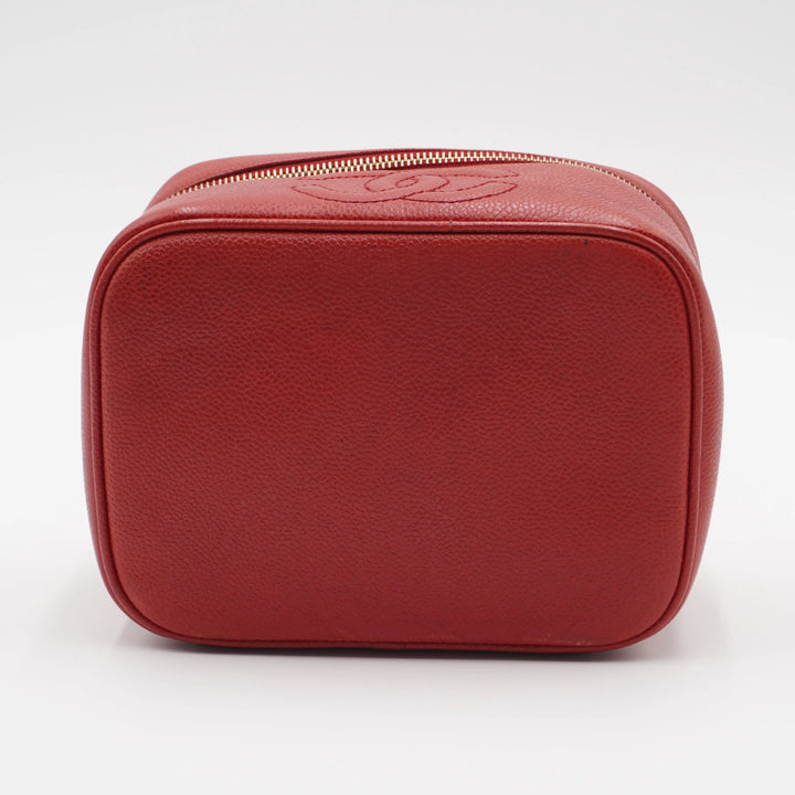 CHANEL Scarlet Caviar Leather Cosmetic Case CHANEL