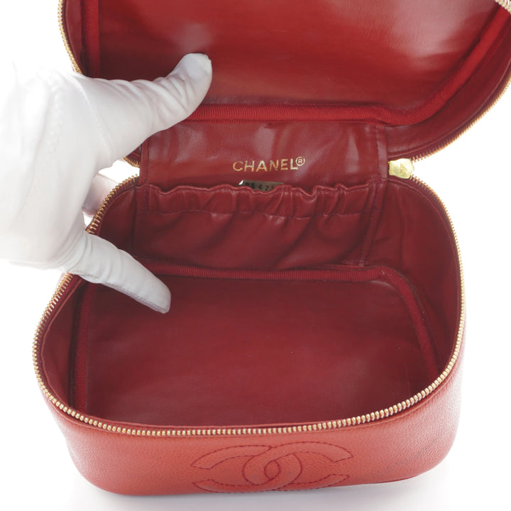 CHANEL Scarlet Caviar Leather Cosmetic Case CHANEL