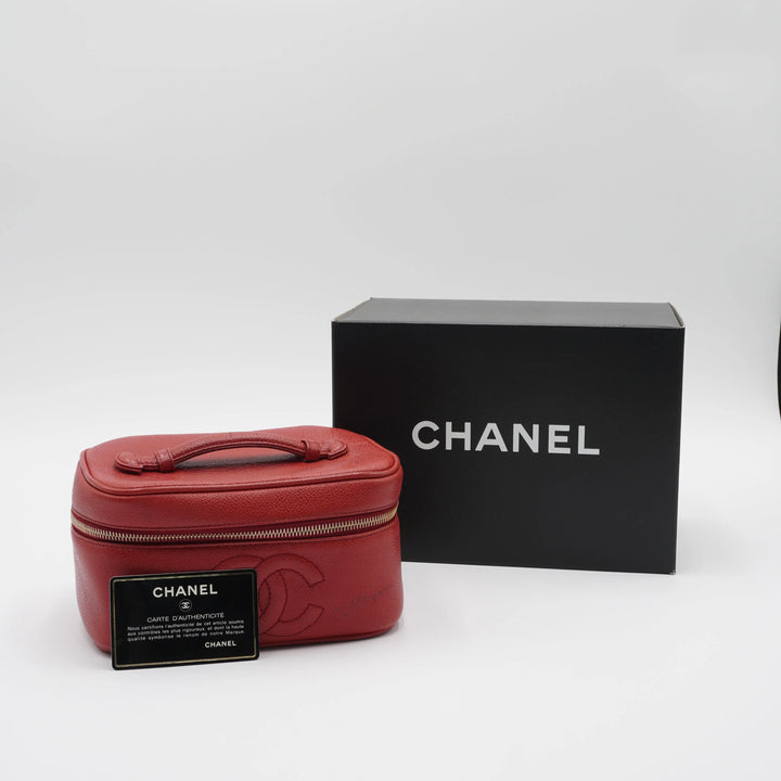 CHANEL Scarlet Caviar Leather Cosmetic Case CHANEL