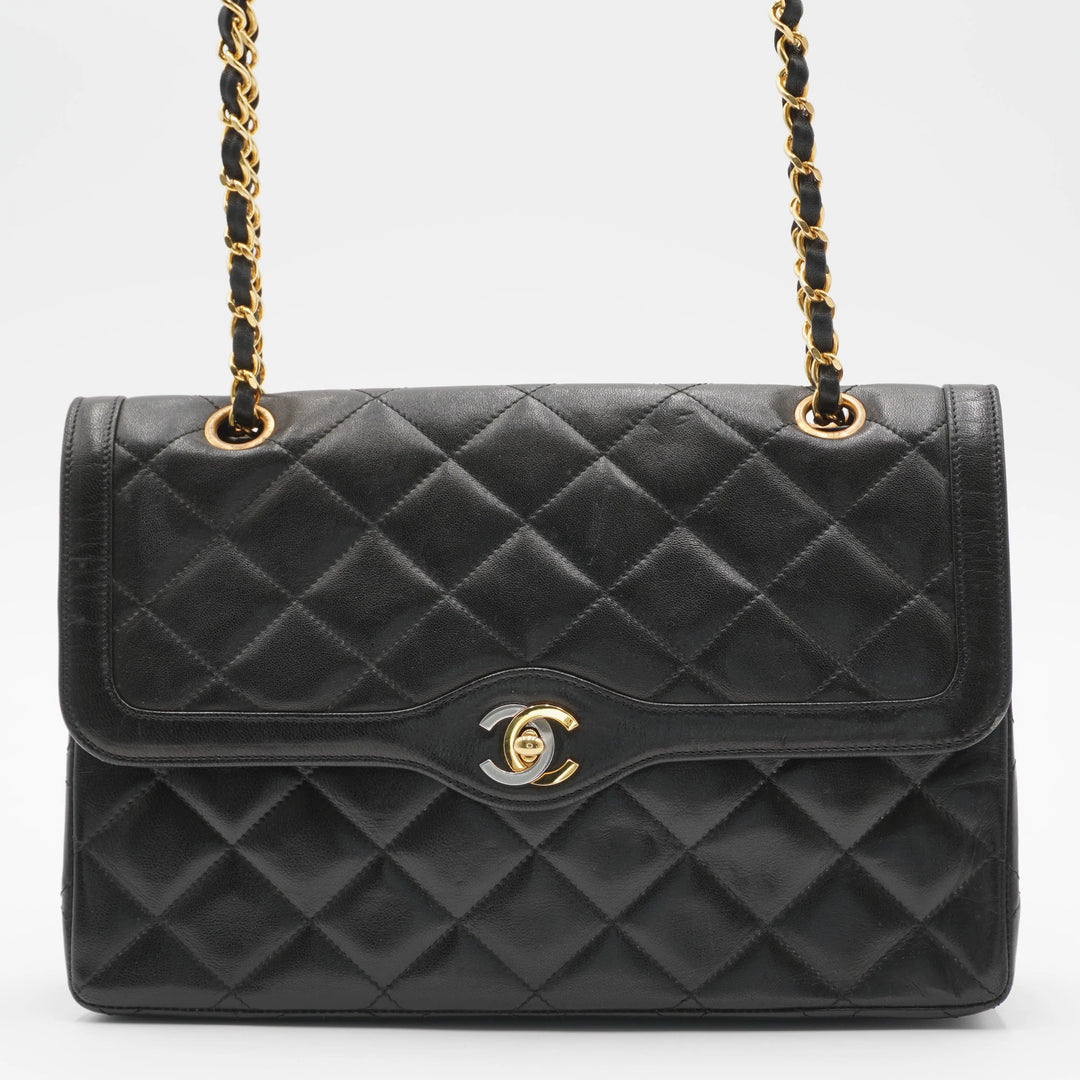 CHANEL Paris Limited Edition Two-Tone CC Logo Double Flap Bag - Good 1 CHANEL