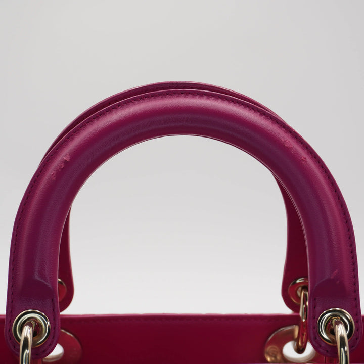 Dior Hot Pink Cannage Lamb Lady Dior 2-Way Handbag DIOR