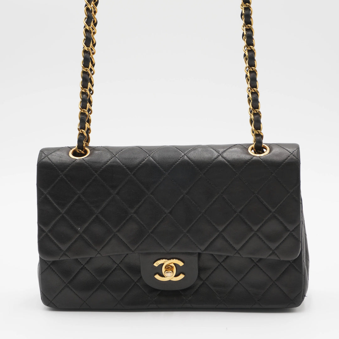 CHANEL Vintage Classic Black Lambskin Flap Gold Coco Hardware CHANEL