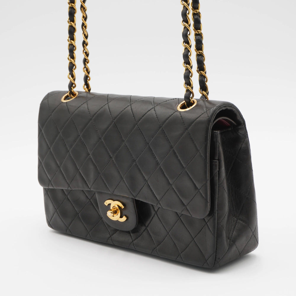 CHANEL Vintage Classic Black Lambskin Flap Gold Coco Hardware CHANEL
