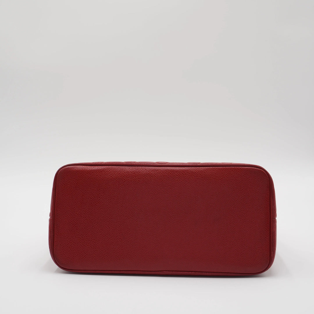 CHANEL Scarlet Caviar Leather Medallion Tote - Reissued CHANEL