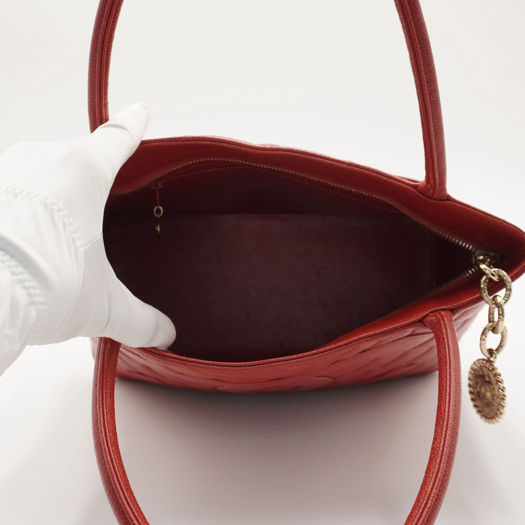 CHANEL Scarlet Caviar Leather Medallion Tote - Reissued CHANEL