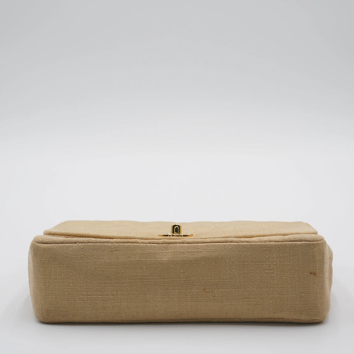 CHANEL Classic Diana 25 Beige Linen Crossbody Flap Bag CHANEL