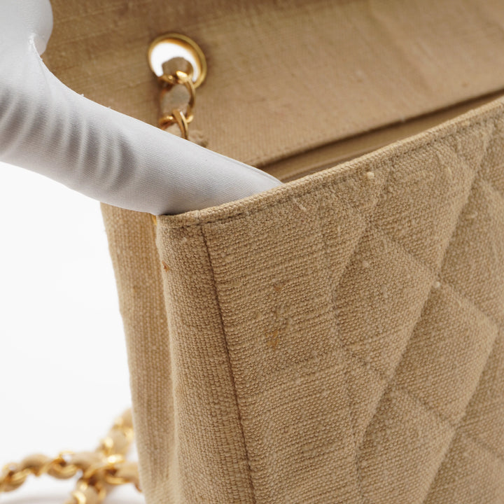 CHANEL Classic Diana 25 Beige Linen Crossbody Flap Bag CHANEL