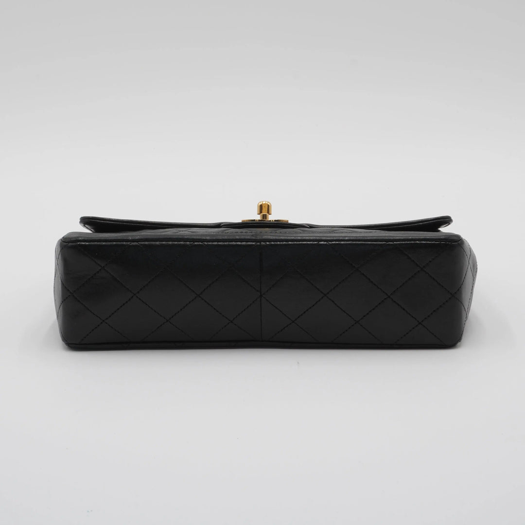 CHANEL Black Classic Single Flap Quilted Lambskin Shoulder Bag CHANEL