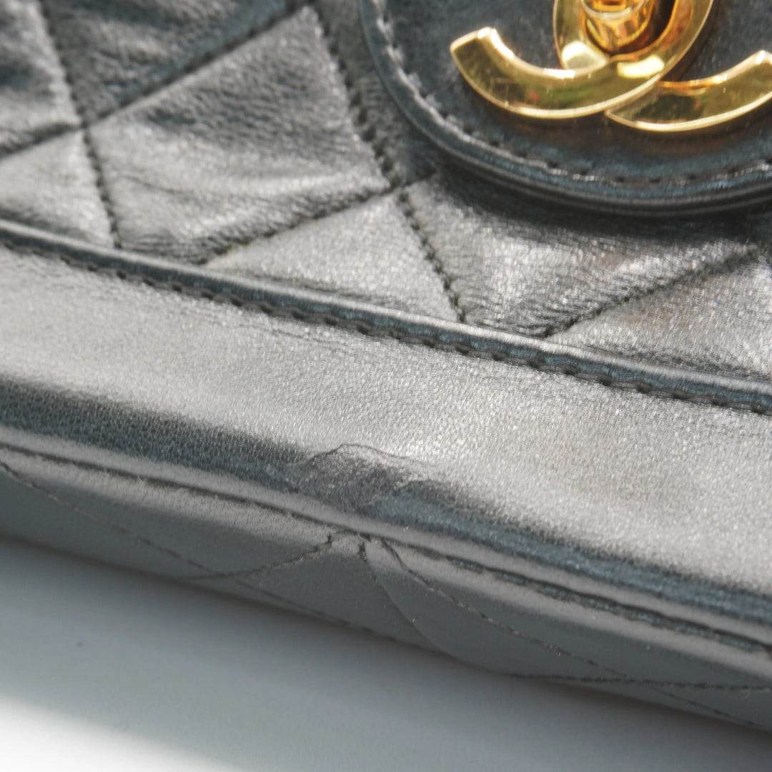 CHANEL Black Classic Single Flap Quilted Lambskin Shoulder Bag CHANEL