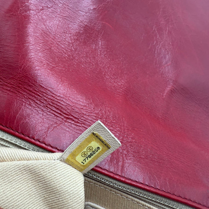 Pre-owned CHANEL Red Leather Quilted Boy Flap Bag Large